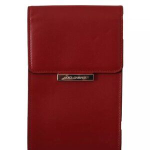 Dolce & Gabbana Red Leather Universal Phone Pocket Men's Case Authentic